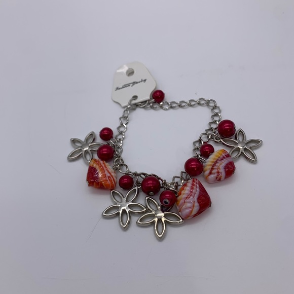Brand New Nautical Fashion Jewelry Red Yellow & White Seashell Charm Bracelet - Picture 4 of 7